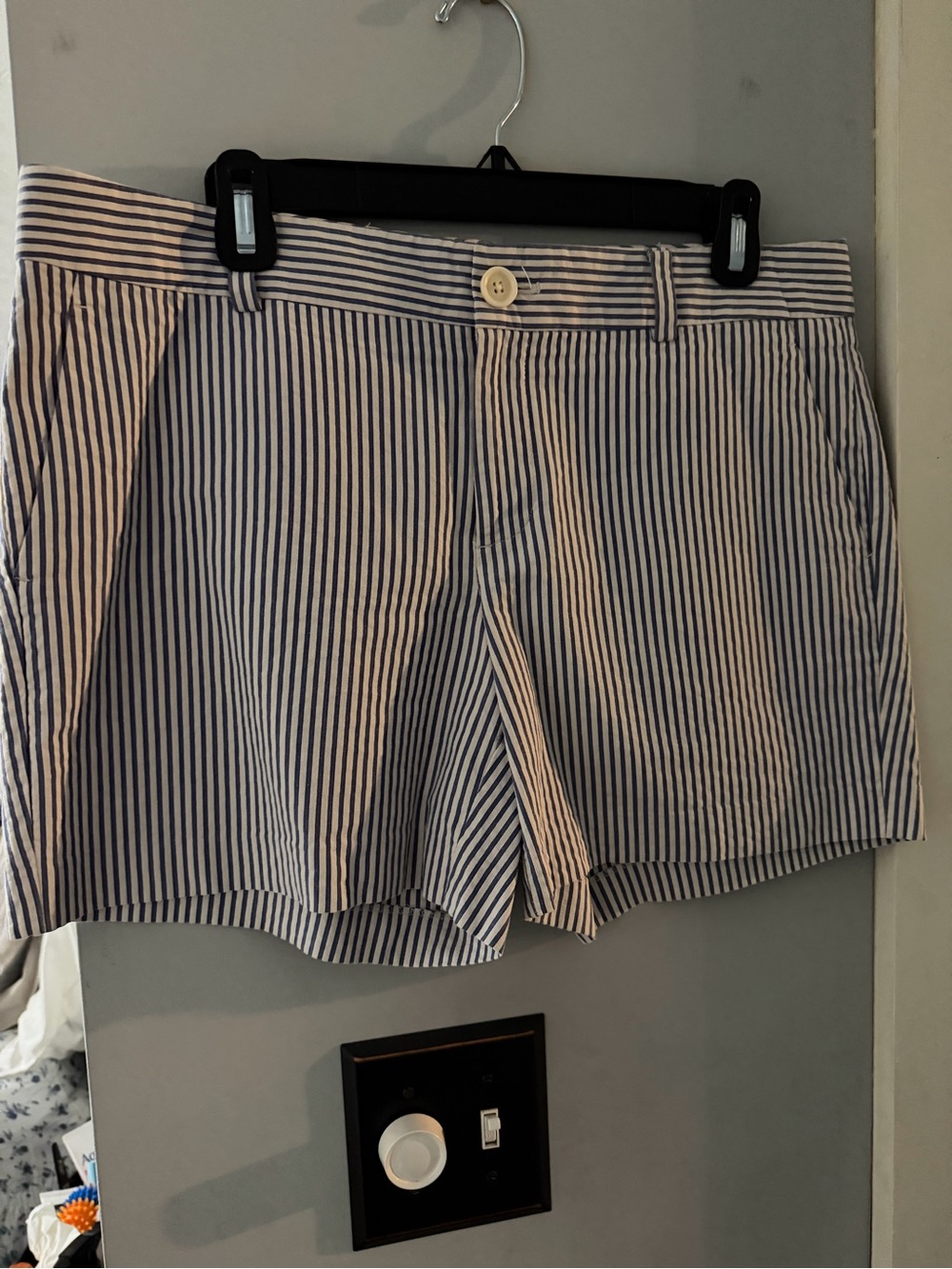 Banana Republic Petite Blue White Striped Seersucker Shorts 10P